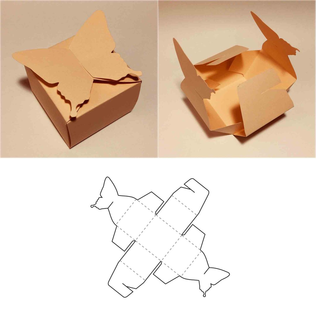 Butterfly box template, butterfly gift box, beautiful gift box, SVG, PDF, Cricut - 图文模板设计 - 其他材质 