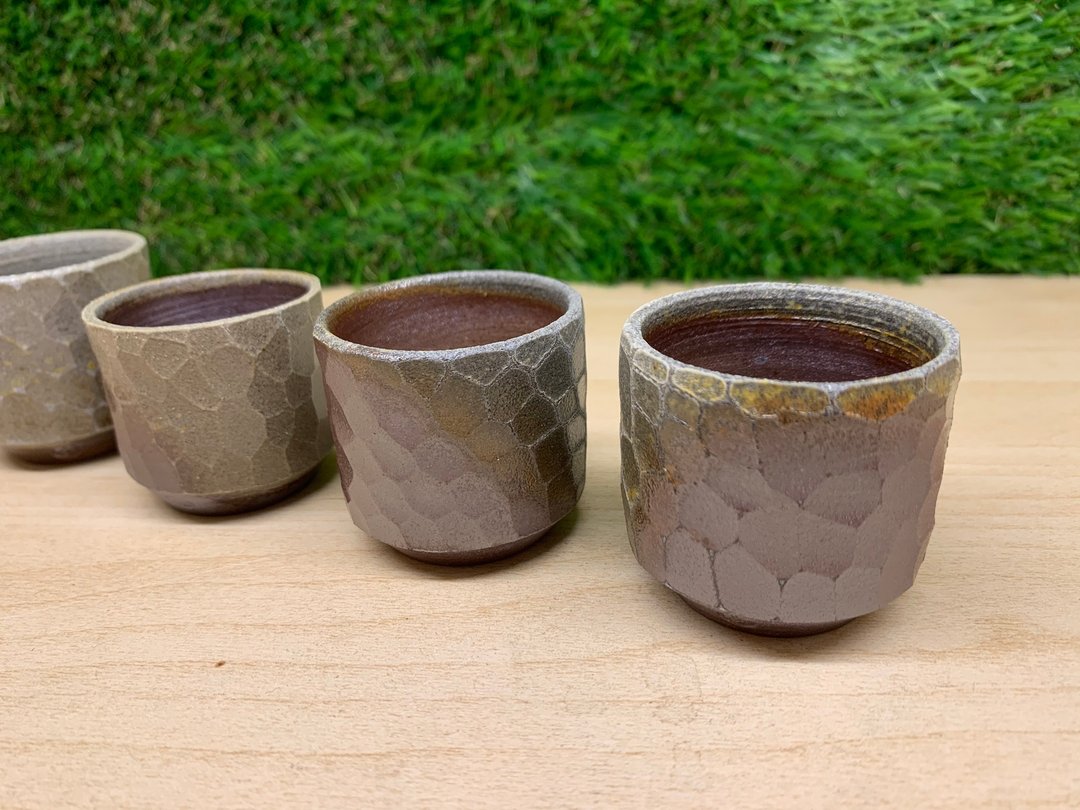 切削品茗柱型杯 l 柴烧 - 茶具/茶杯 - 陶 多色