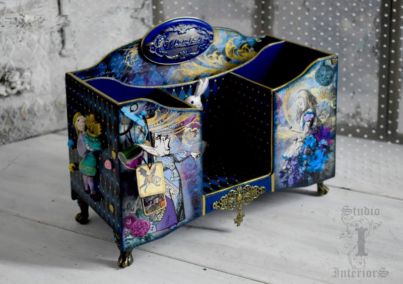 爱丽丝文具架用于存放钢笔铅笔和办公用品 - 笔筒/笔座 - 木头 蓝色