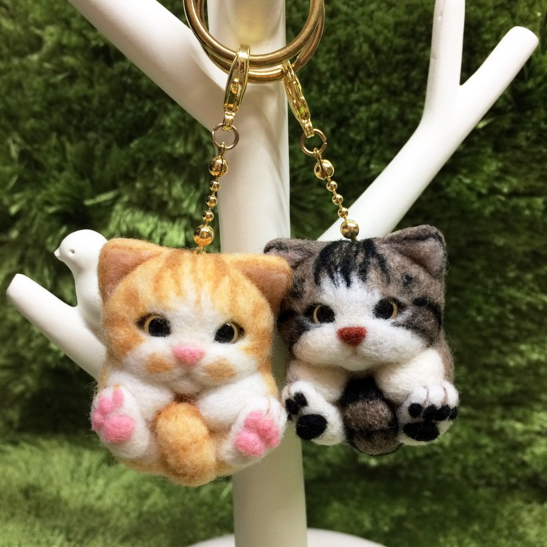 两用猫 / 踏雪小猫 - 钥匙链/钥匙包 - 羊毛 