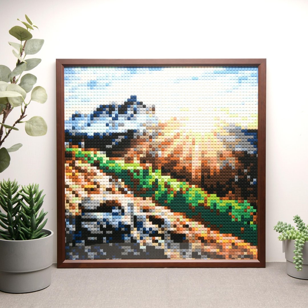 【定制 • 纪念】大型尺寸积木挂画 50cm 情人结婚纪念 - 海报/装饰画/版画 - 塑料 金色