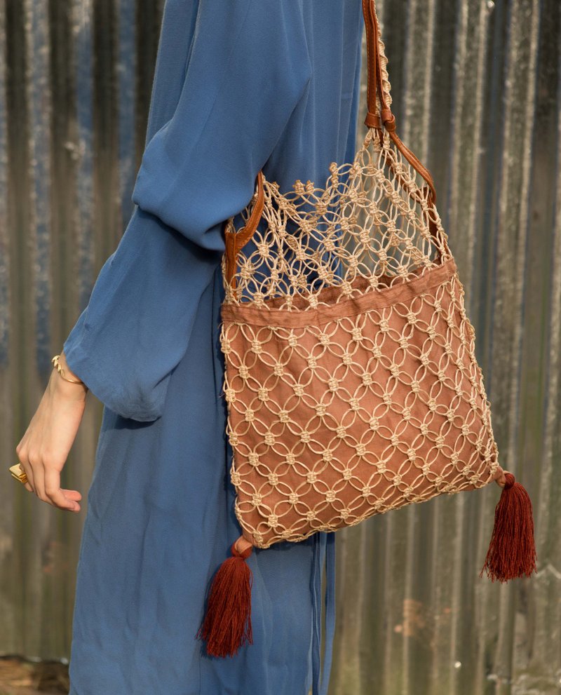 BRICK NITTO TOTE - 手提包/手提袋 - 棉．麻 橘色