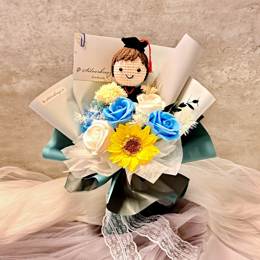 钩织毕业公仔花束 毕业礼物 向日葵花束  花束 CR010 - 摆饰 - 聚酯纤维 紫色
