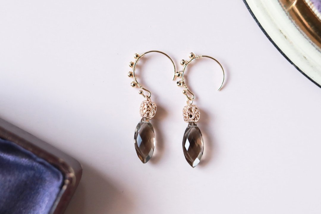 Earrings & Clip-On colore Smoky Quartz - 耳环/耳夹 - 半宝石 咖啡色