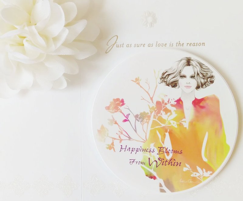 粉嫩轻橘 吸水杯垫 Happiness Blooms From Within - 杯垫 - 陶 白色
