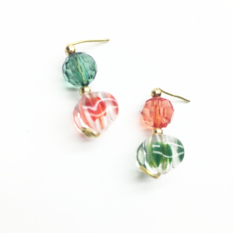 老林杂货Travelin-香水瓶--团团圆圆。（可改夹式）圣诞新年礼物 耳夹 - 耳环/耳夹 - 压克力 红色