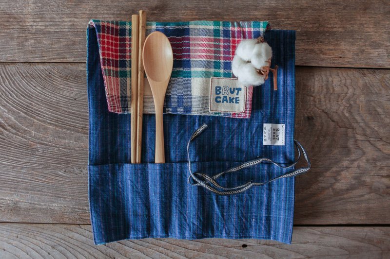 Brut Cake 纯手工纺织 - 古布卷轴环保餐具组 ( 彩色格纹 ) - 筷子/筷架 - 其他材质 