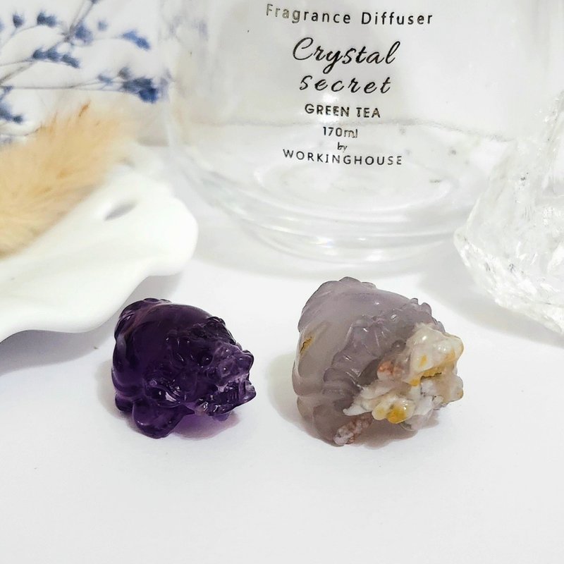 紫水晶龙龟/灰樱花玛瑙龙龟 - 摆饰 - 水晶 紫色