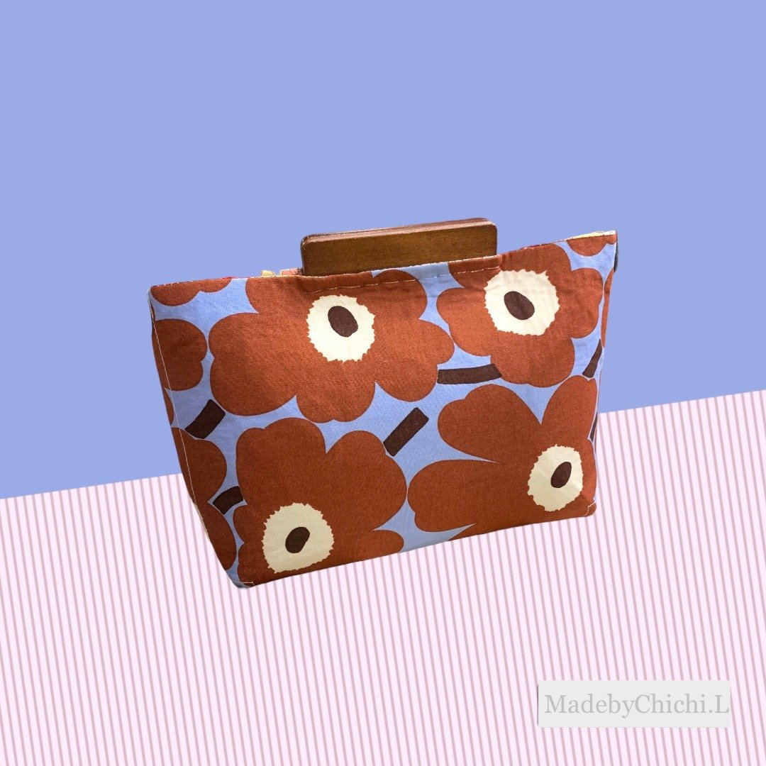 MBC 人手制 marimekko 小木片 口金包 Japan limited pattern - 侧背包/斜挎包 - 棉 咖啡色