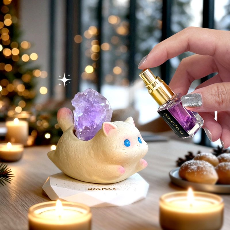 【包邮・24H出货】水晶猫 6款圣诞好运香氛+送提袋 微景5件组礼盒 - 摆饰 - 精油 金色
