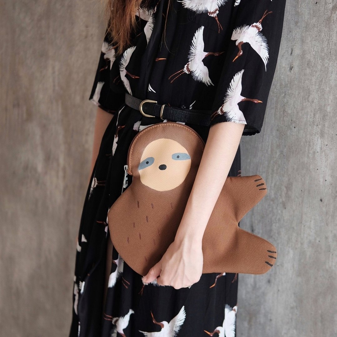 Sloth Sling Bag - 手提包/手提袋 - 棉 咖啡色