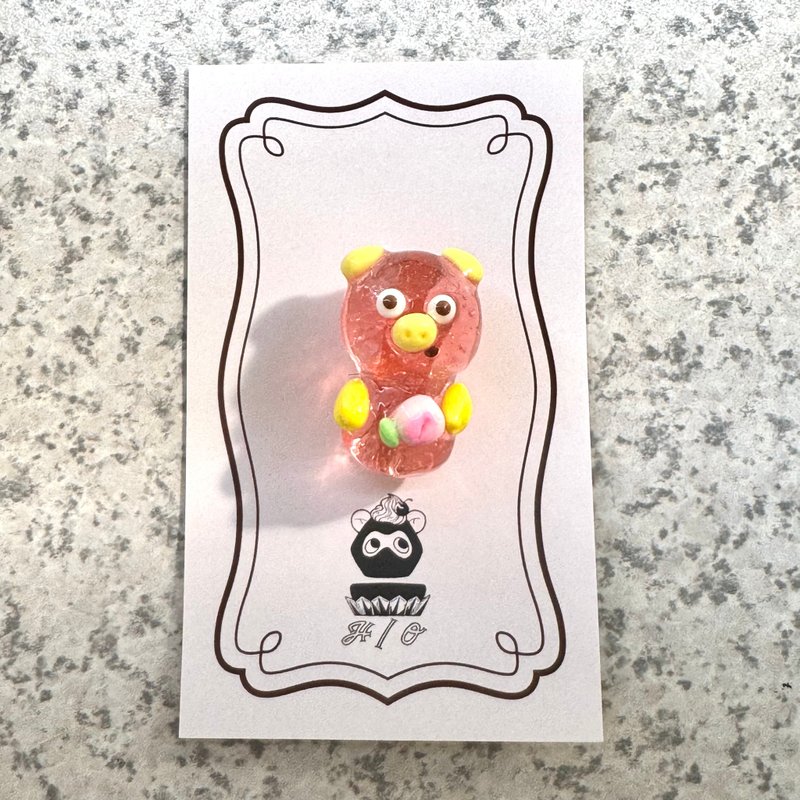 小猪果冻胸针 - 胸针 - 树脂 粉红色