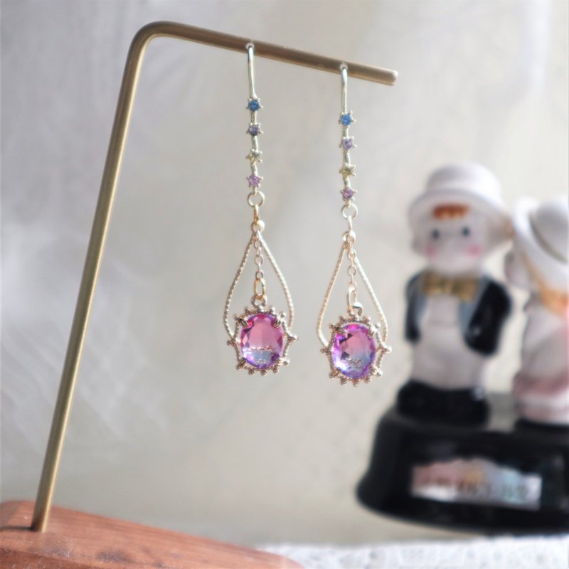 【童话 l 气质风】七色乐园 长发公主 防敏感耳环 - 耳环/耳夹 - 其他金属 金色