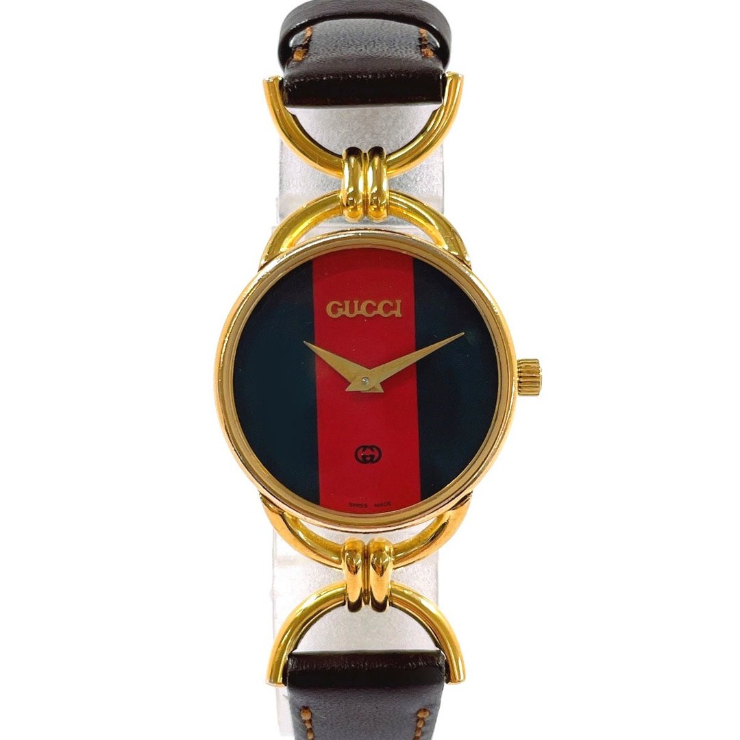 【日本直邮 95 成新】Gucci GUCCI 腕表 6700L 贾姬系列 GP/皮革 镀金/棕色 石英 - 女表 - 其他材质 金色