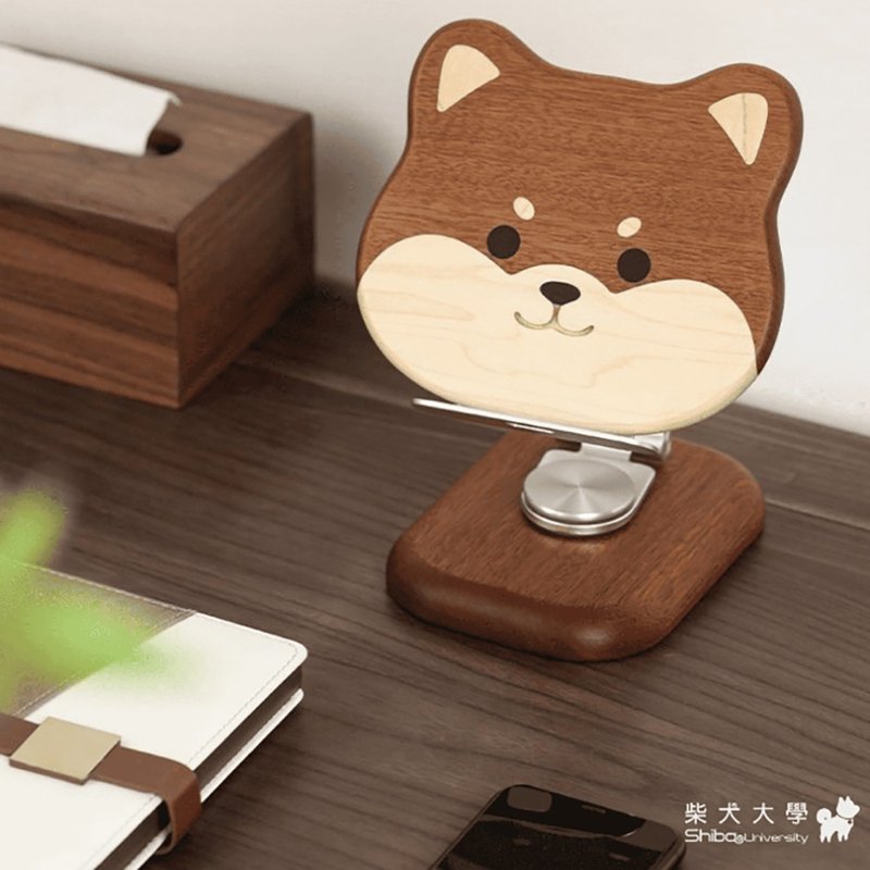 柴犬大学 实木柴犬手机支架 居家必备 手机座 平板支架 实木手机 - 手机座/防尘塞 - 木头 