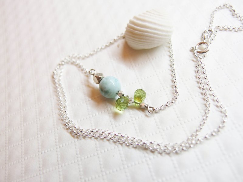 晶晶工坊*Love2hm 隽永-925纯银/拉利玛/橄榄石 - 手链/手环 - 宝石 蓝色