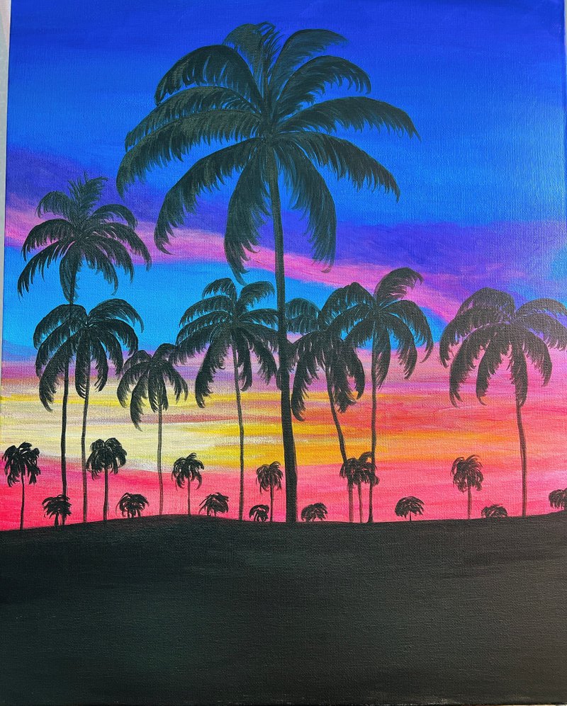 装饰画 100%纯手绘 加州夕阳 居家空间装饰 客厅 咖啡厅 风景画 - 摆饰 - 压克力 多色