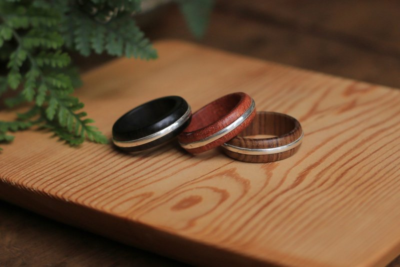 壹染指原创手作 |  原木镶999纯银 | 戒指 指环 项链 | 男女款 - 戒指 - 纯银 