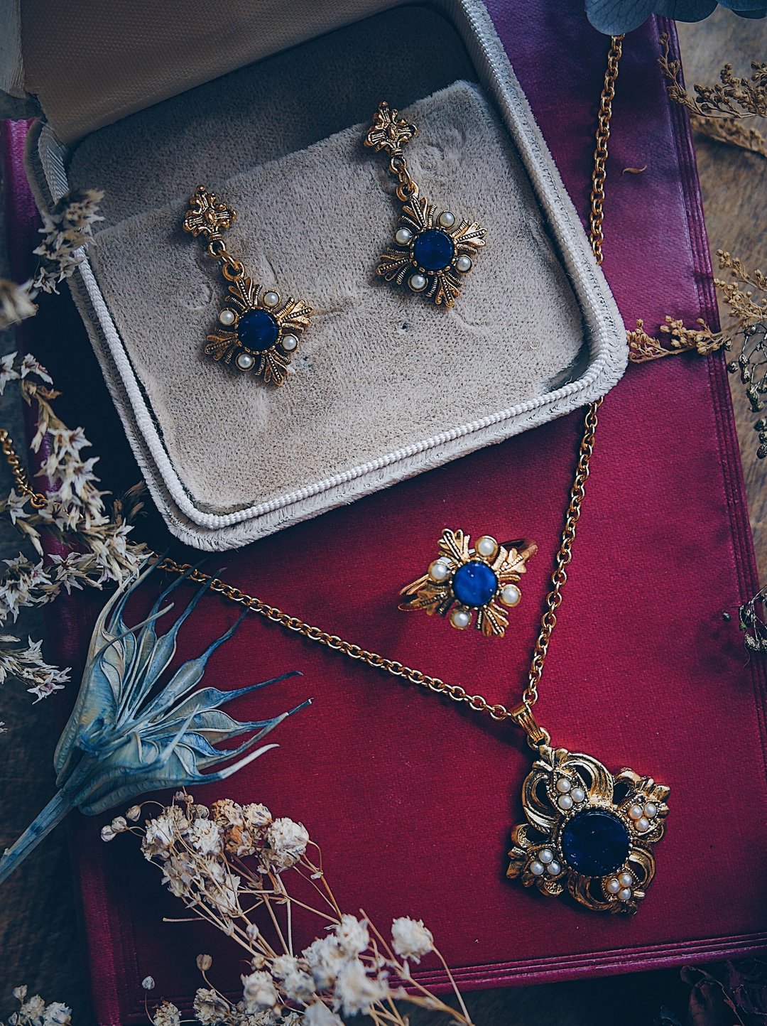 Avon 维也纳珍珠青金石项链・美国古董首饰 Vintage Jewelry - 项链 - 珍珠 蓝色
