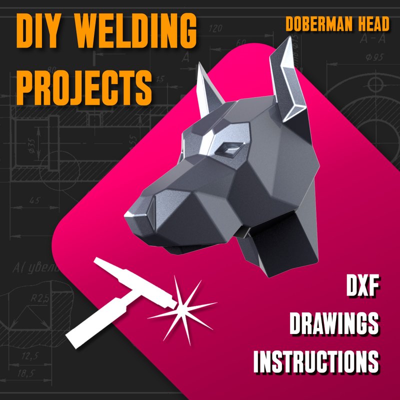 焊接项目计划图杜宾头（DXF，PDF） - 图文模板设计 - 其他材质 