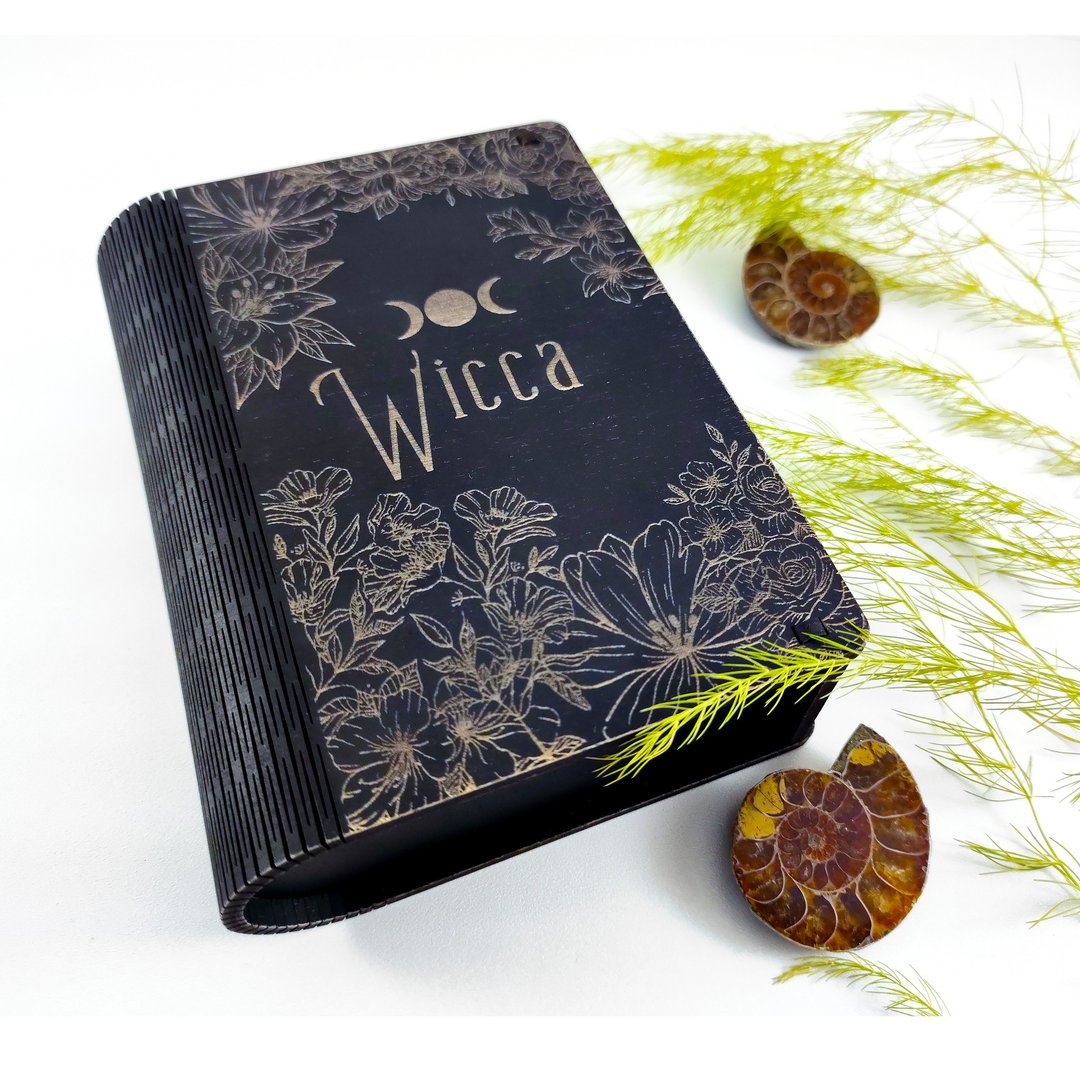 Wicca tarot card box, Oracle card deck, Witch deck box, Wiccan storage box - 收纳用品 - 木头 