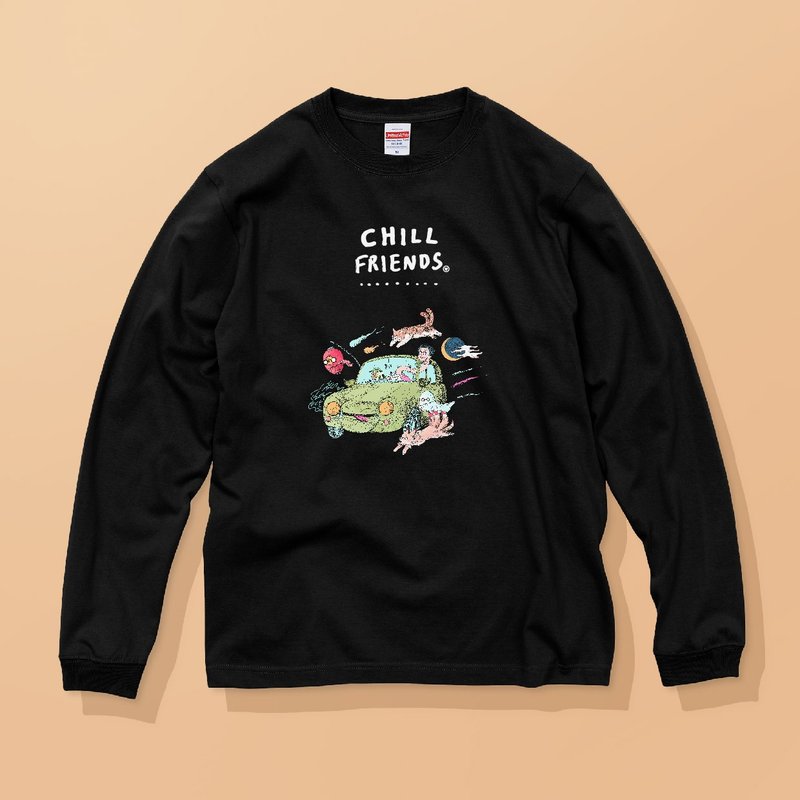 CHILL FRIENDS 妖怪们的公路旅行 / 安心品质 / 经典长袖纯棉T恤 - 女装 T 恤 - 棉．麻 白色