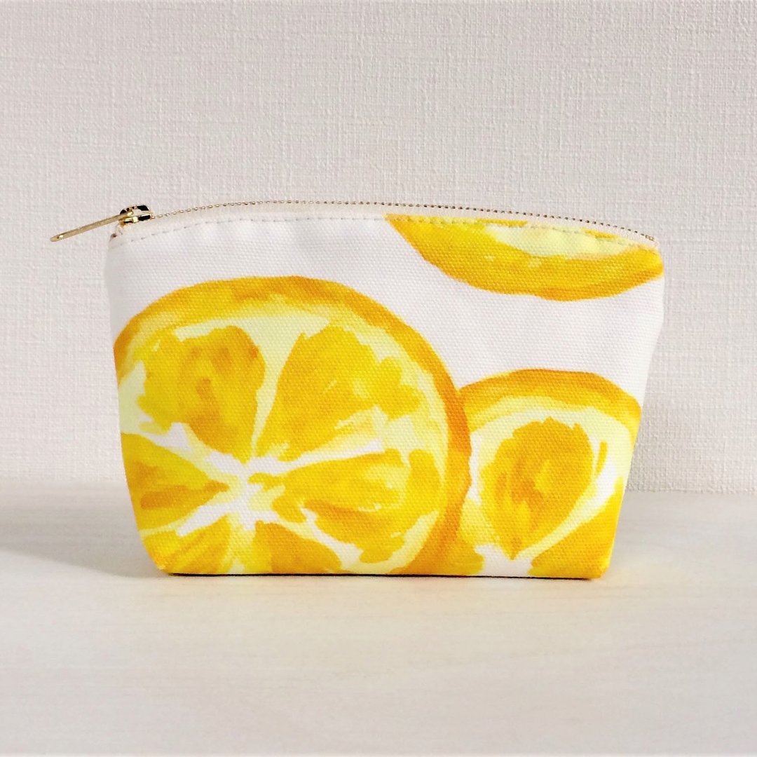 Fruit garden round petite with gusset orange - 化妆包/杂物包 - 棉 橘色