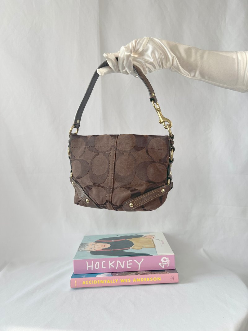 Coach啡色中古手提袋肩背侧肩袋腋下包 日本中古二手vintage - 手提包/手提袋 - 其他材质 咖啡色