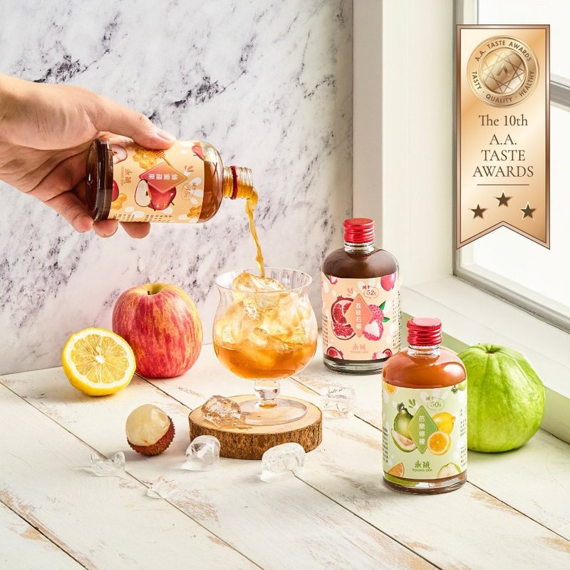 【永祯】轻盈果漾果醋3入礼盒-蜂蜜苹果/芭乐柠檬/荔枝石榴150ml - 醋/水果醋 - 新鲜食材 多色