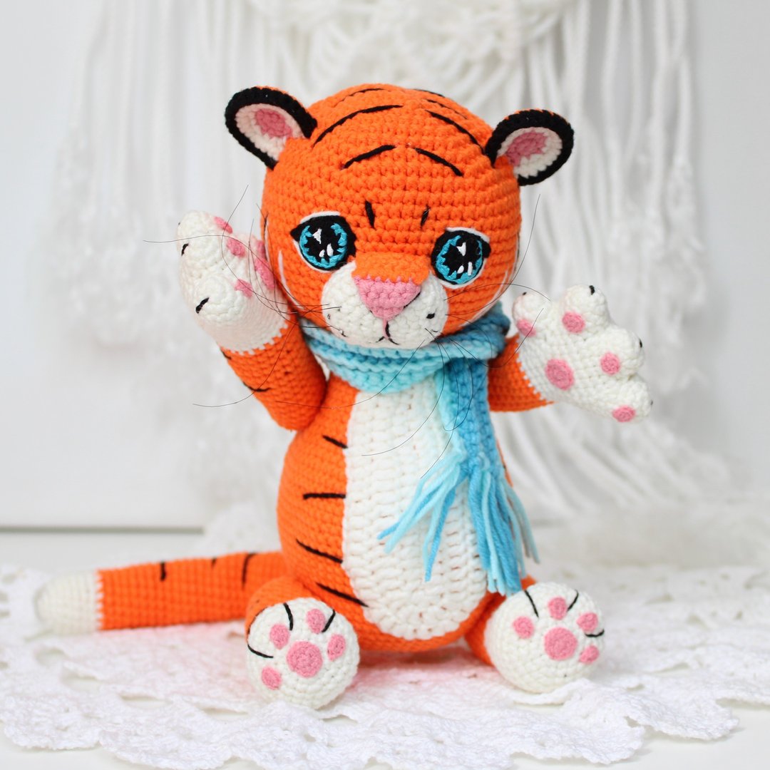 Tiger toy personalized baby gift Tiger stuffed toy animal - 玩具/玩偶 - 其他材质 橘色