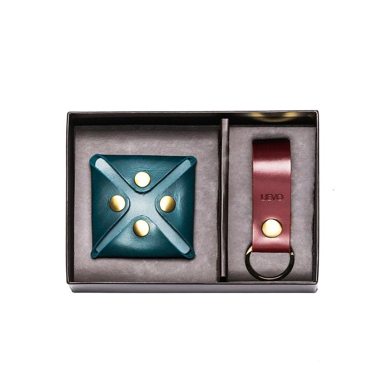 【LIEVO】 水蜡皮压扣零钱包X水蜡皮钥匙圈 - 零钱包 - 真皮 