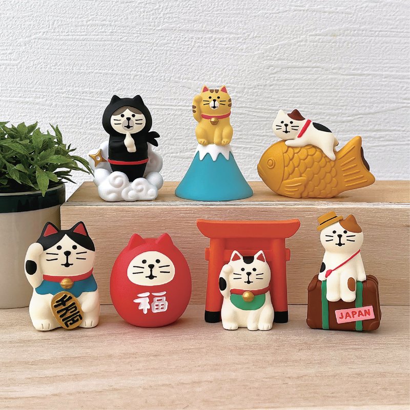 日本Decole 多用途磁铁 - Concombre 日本旅猫 - 冰箱贴/磁贴 - 陶 多色