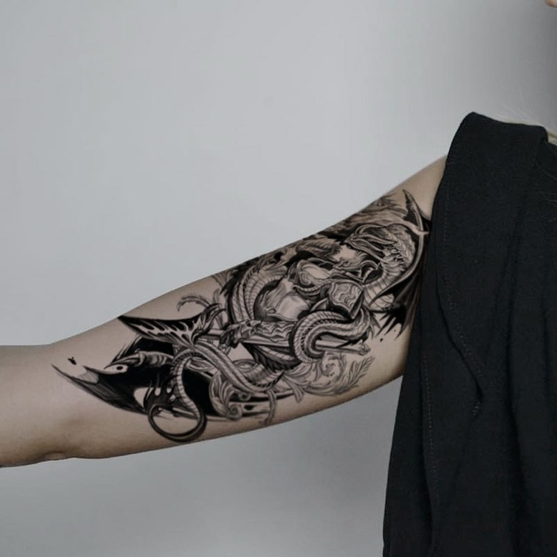 港澳台包邮发2张【战斗女神】高级感纹身贴防水持久仿真 - 纹身贴 - 纸 多色