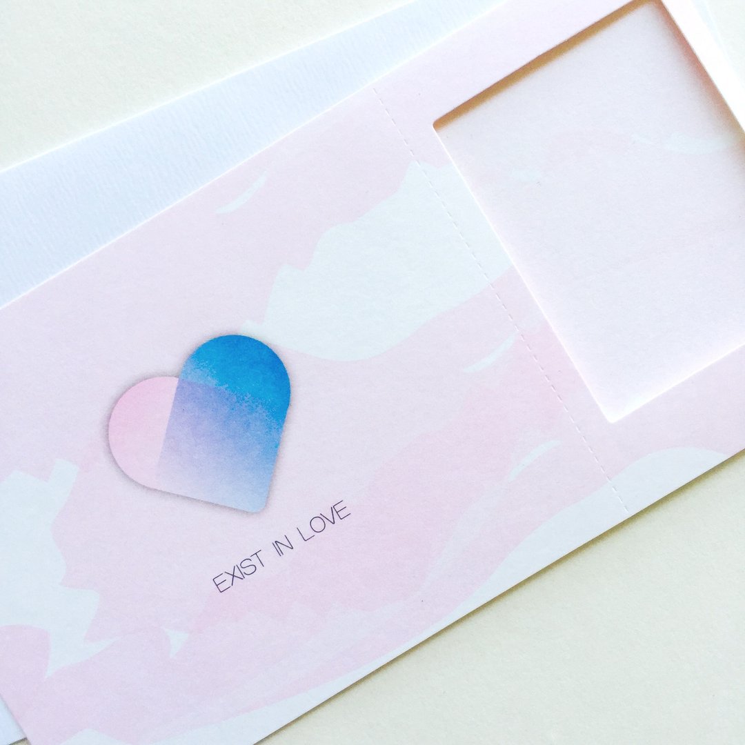 Pin cards - exist in love  相框卡片‘ 2张以上包邮喔！（含）’ - 卡片/明信片 - 纸 粉红色