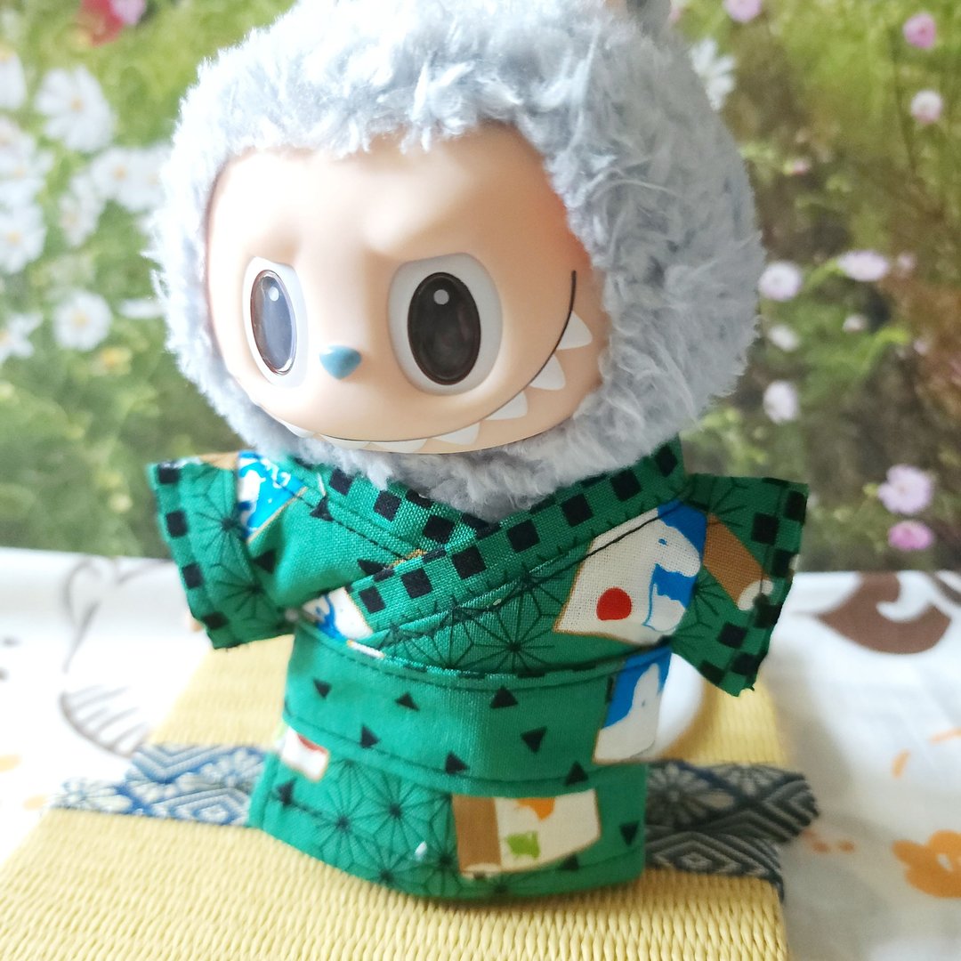 Labubu17cm娃衣,15cm棉花娃衣, 手作玩偶衣服-绿色和风 - 玩偶/公仔 - 棉 绿色