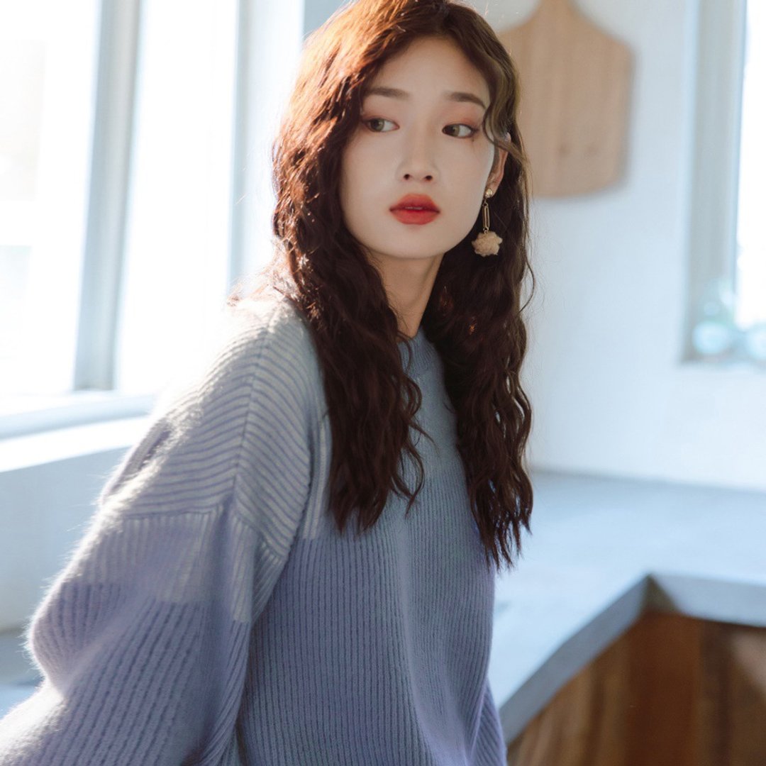 毛衣女宽松外穿秋冬装新款条纹上衣慵懒风洋气针织衫 - 女装针织衫/毛衣 - 聚酯纤维 
