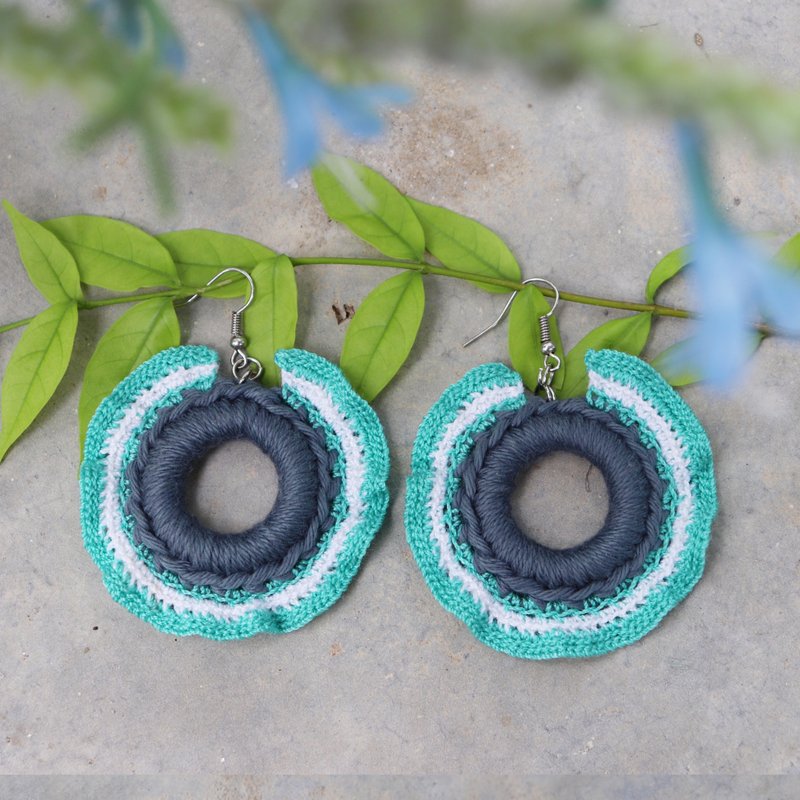 Red Cheeks Earrings Vibrant Style - Mint-Gray Color | Cute | Sweet | Hot | <pierced or clip-on earrings> - 耳环/耳夹 - 其他材质 多色