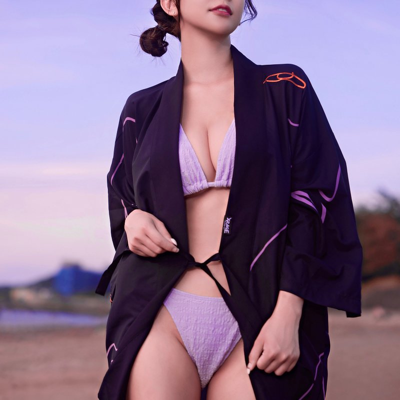 雪纺长版半缠 舒适亲肤 KOKETIT艺术家联名 - 女装上衣 - 尼龙 黑色