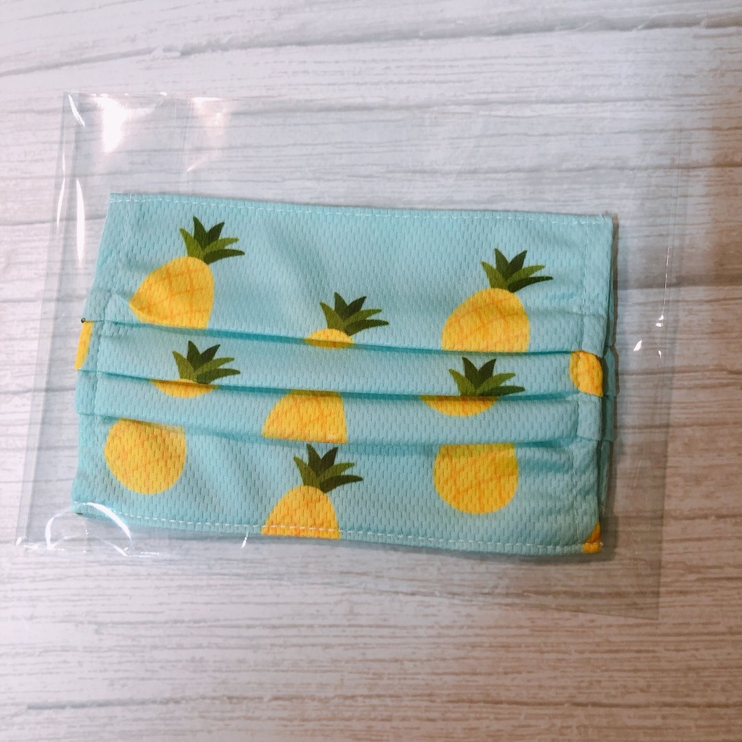 凤梨 富士山 手绘 透气 儿童 三折 口罩套 - 口罩 - 聚酯纤维 黑色