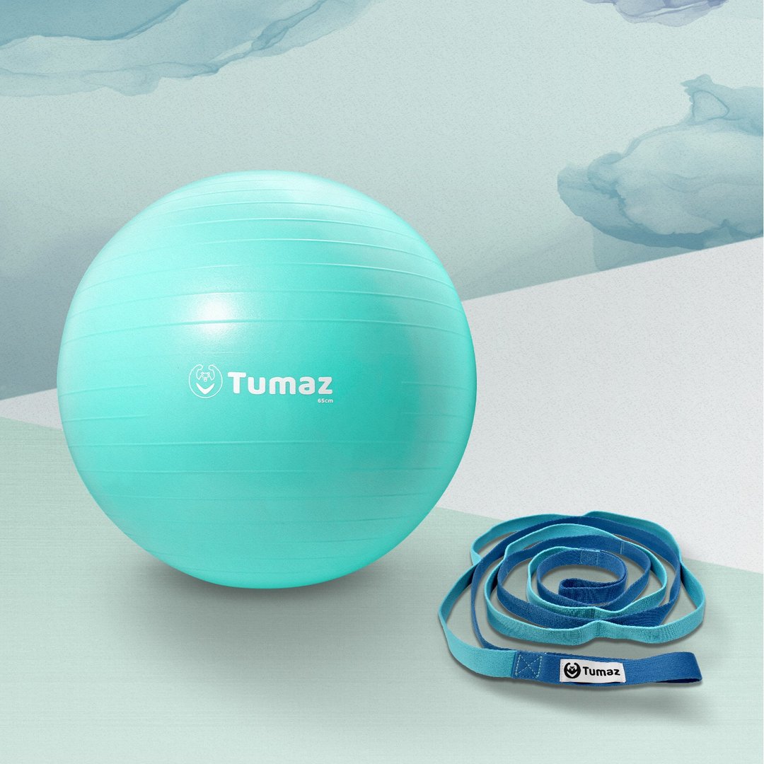 【Tumaz月熊】防爆瑜珈球&伸展带组合 青色 - 运动/健身用品 - 塑料 绿色