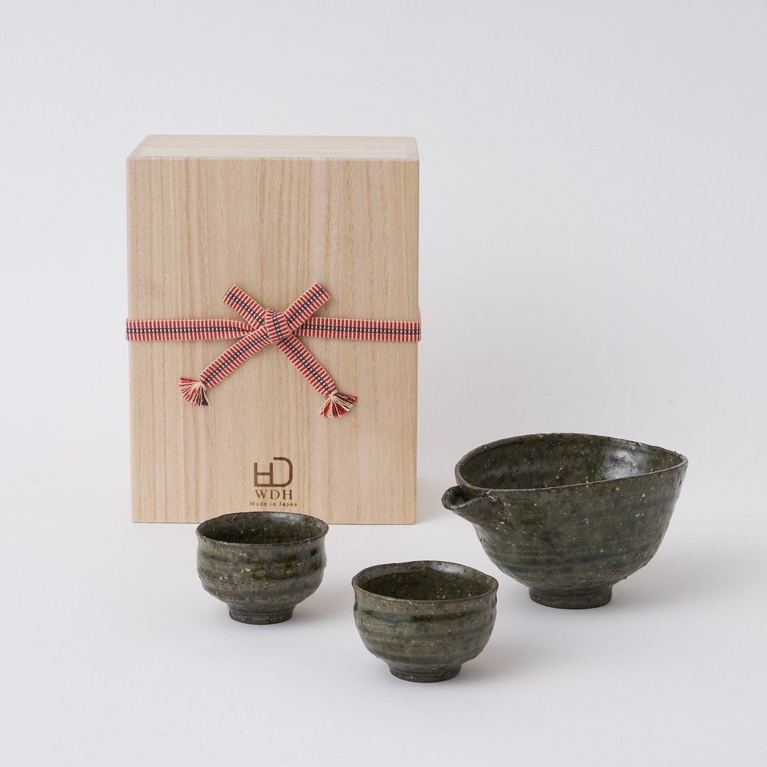 清酒杯、2件组清酒杯、泡桐盒 - 酒杯/酒器 - 陶 绿色