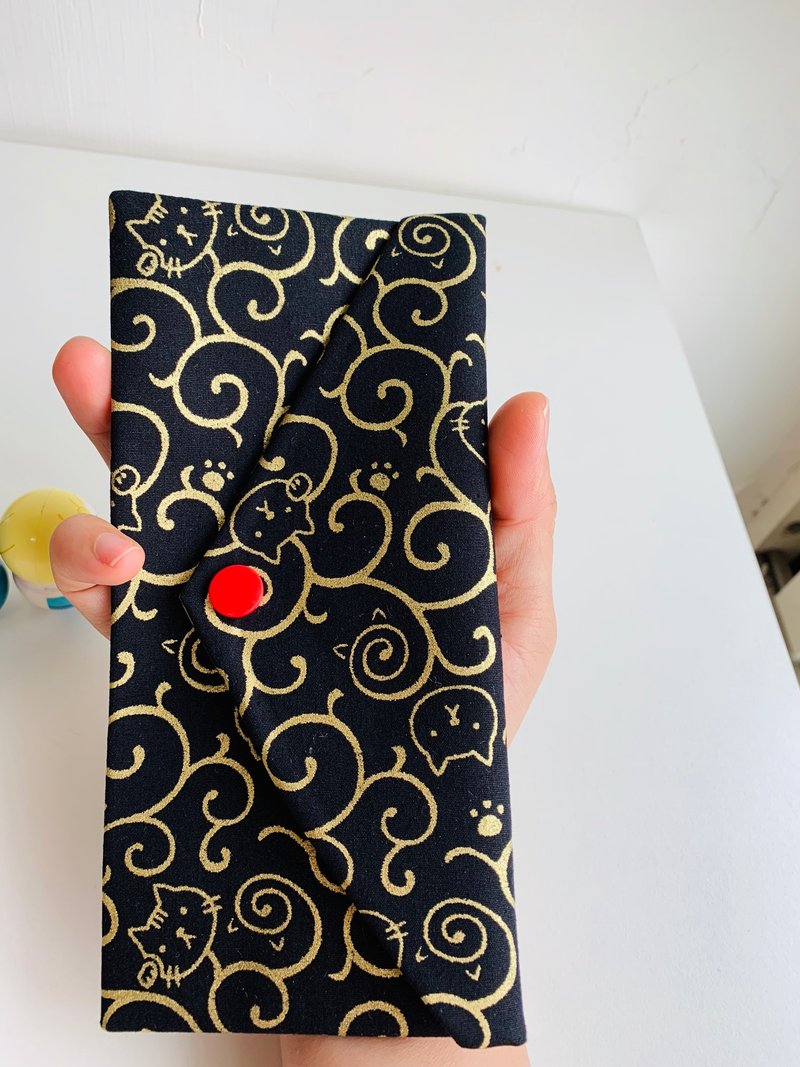 猫猫小猪喜洋羊红包袋 闪耀黑 存折袋 笔袋 - 皮夹/钱包 - 棉．麻 黑色