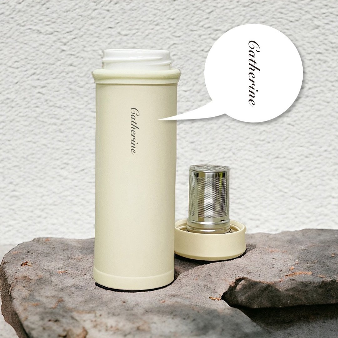 【雷雕定制】SMF 骨瓷保温杯 全瓷口 400ml (含滤茶网) - 保温瓶/保温杯 - 瓷 