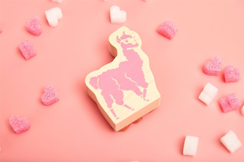 樱花粉羊驼 . 立体印章 - 印章/印台 - 木头 卡其色