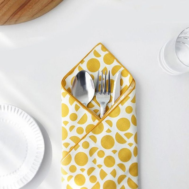 iconic棉质方巾手帕-几何黄,ICO89186 - 手帕/方巾 - 棉．麻 黄色