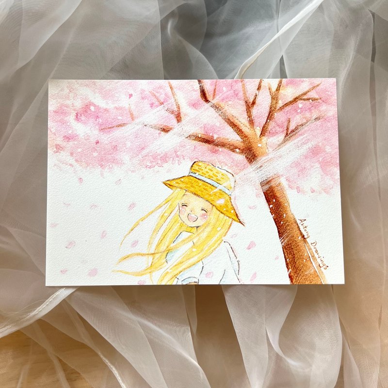 明信片 - 樱花回望 - 卡片/明信片 - 纸 粉红色