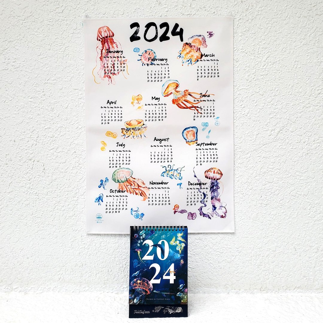 2024 桌历挂历 二入套组 圣诞礼盒 交换礼物 - 年历/台历 - 纸 