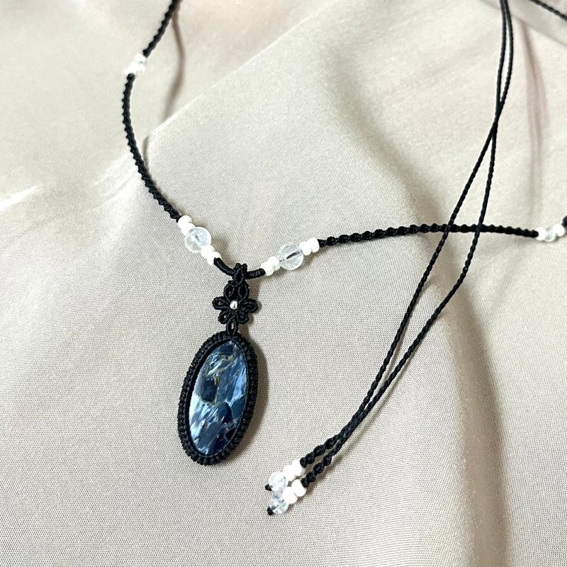 彼得石/月光石编织项链 - 项链 - 水晶 黑色