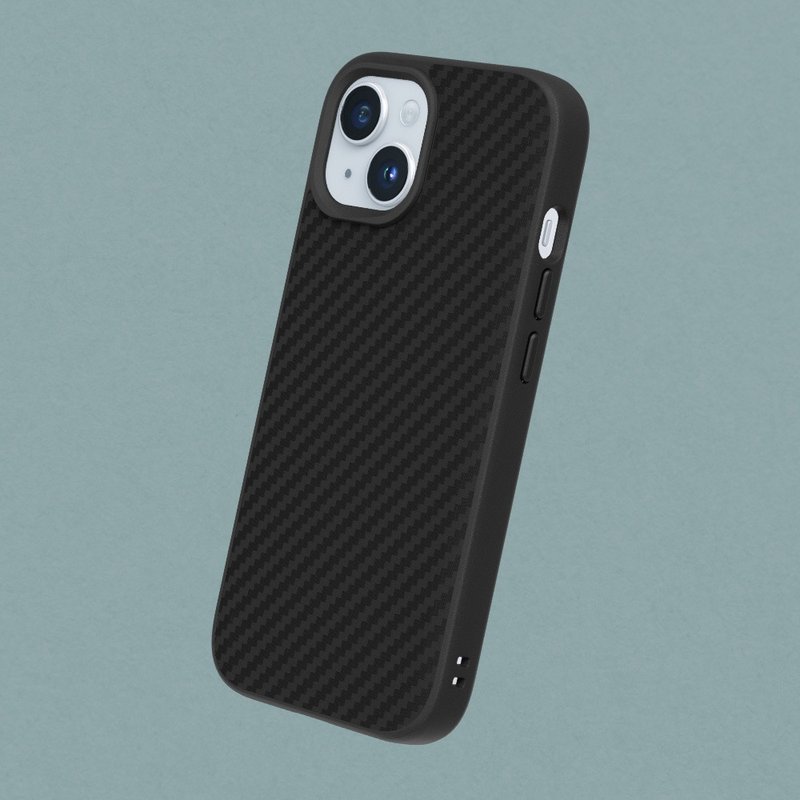 SolidSuit碳纤维纹路防摔手机壳-for iPhone 15系列 - 手机壳/手机套 - 塑料 黑色