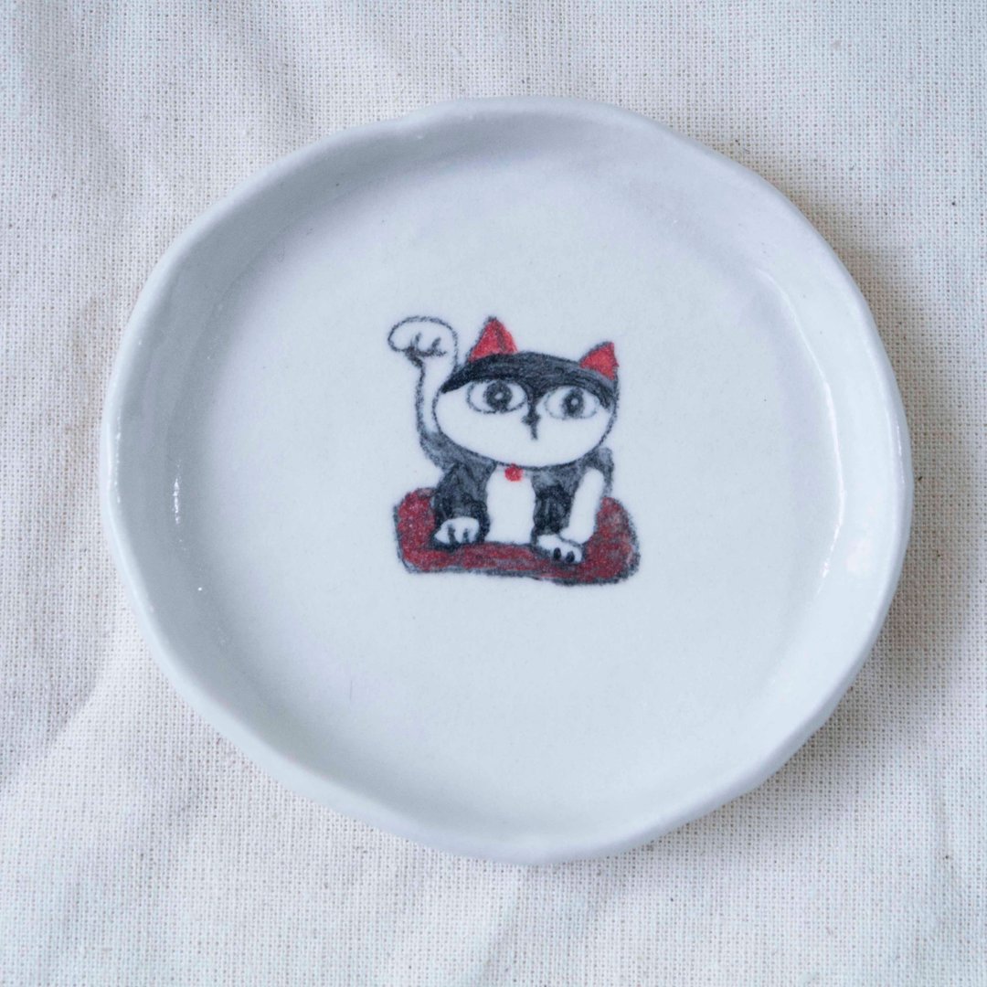 招财奔驰猫猫小碟 饰品收纳 - 收纳用品 - 瓷 白色